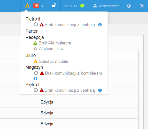 SATEL ACCO-WEB 7 czas według zegara ACCO Server.