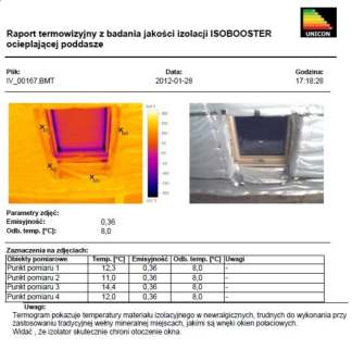 zaprezentowany materiał izolacyjny pozwala prawidłowo, bez mostków cieplnych zaizolować wnęki okien połaciowych, które są trudnymi miejscami do prawidłowego ocieplenia; wysokie temperatury