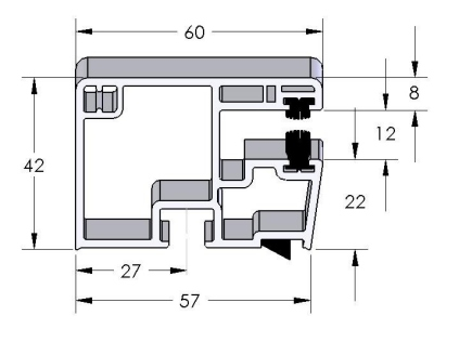 Rodzaje prowadnic pancerza w Roletach Nak³adanych - RN Prowadnica 42 x 12 /