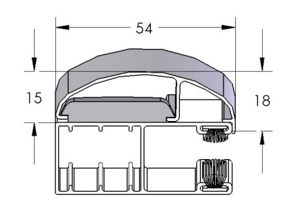 Rodzaj osprzêtu do prowadnic aluminiowych w Roletach Adaptacyjnych - RA Nak³adka dekoracyjna prowadnicy, okr¹g³a, aluminiowa 53 x 15 mm dla prowadnicy pojedyñczej prostej,