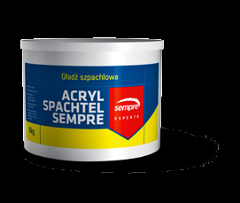 MATERIAŁY UZUPEŁNIAJĄCE WEWNĘTRZNE ACRYL SPACHTEL gotowa akrylowa gładź szpachlowa MATERIAŁY UZUPEŁNIAJĄCE WEWNĘTRZNE FOLIA W PŁYNIE gotowa masa izolująca przed wilgocią Gotowa do użycia gładź