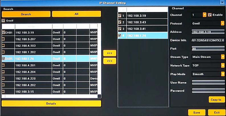 Selected camera will be added to first empty channel. AVAILABLE CAMERAS LIST is displayed at left hand side.