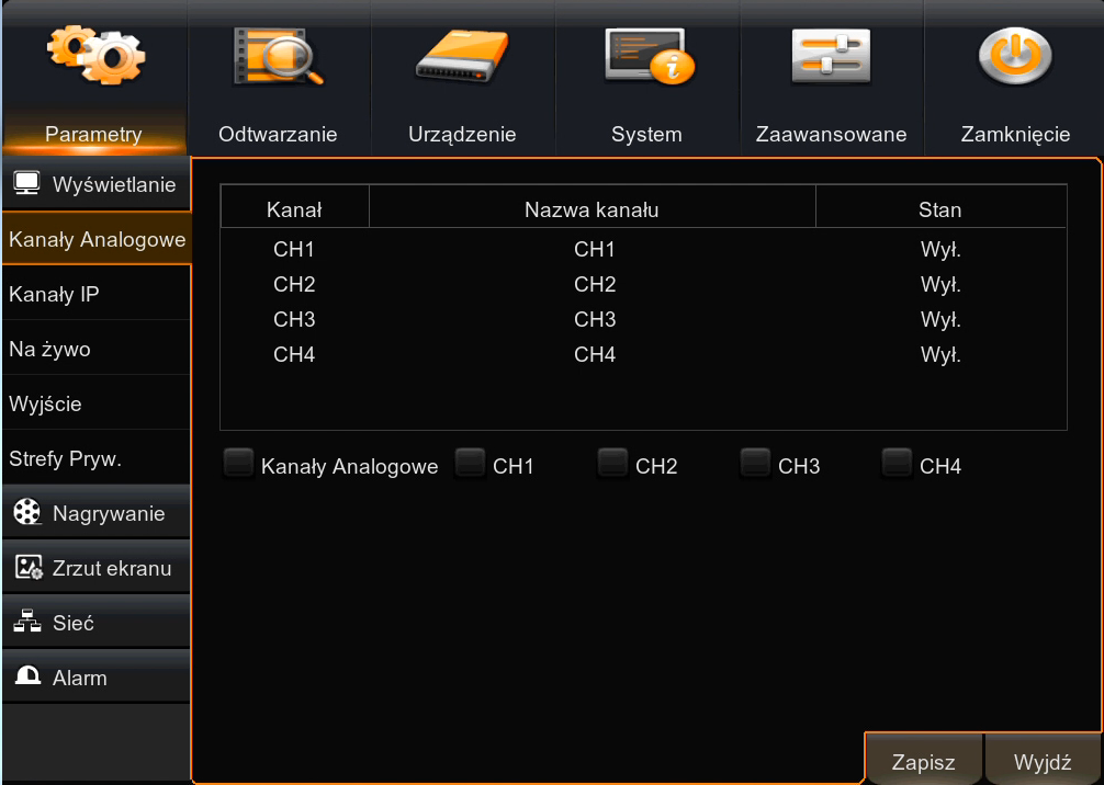 NHDR-5104AHD, NHDR-5108AHD, NHDR-5116AHD Instrukcja obsługi (skrócona) 1.0 MENU GŁÓWNE REJESTRATORA 4.