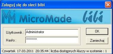 Drugi skonfigurowany klucz z wpisanym hasłem Administratora pozostaje w komputerze węźle (serwerze) systemu bibinet. Wyjęcie tego klucza uniemożliwi działanie serwera bibinet.