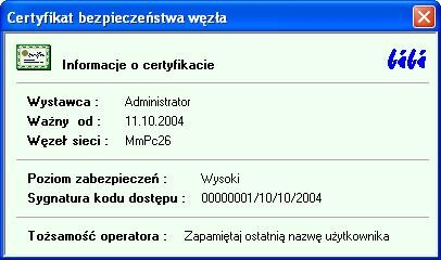 8.Dodatki Jeżeli do węzła podłączone będą terminale, to należy zapisać certyfikat na dysk (klawisz Eksportuj certyfikat ), a następnie należy go udostępnić w sieci lub skopiować do terminali.