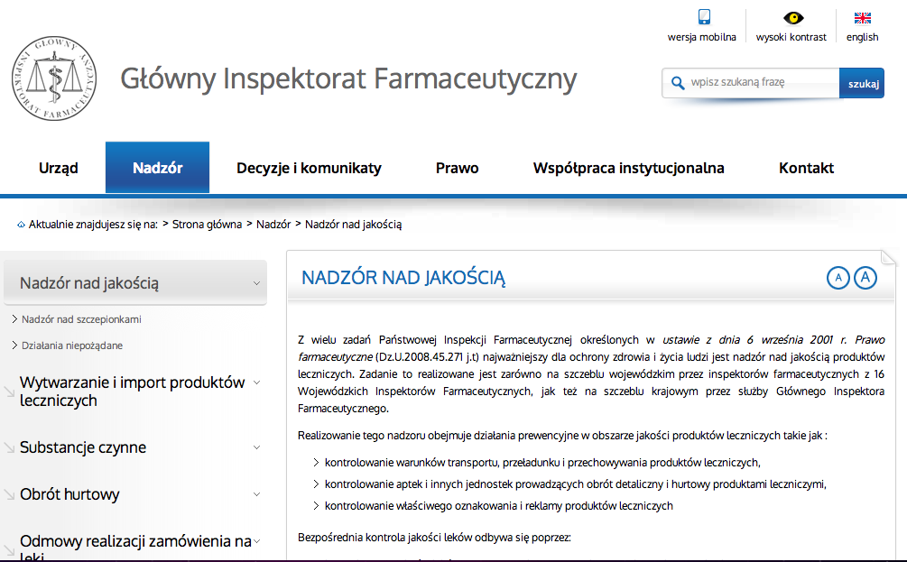 GIF (Główny Inspektorat Farmaceutyczny): gif.gov.