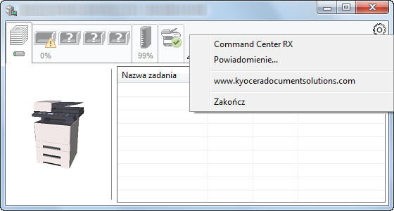 Command Center RX Jeżeli drukarka jest połączona z siecią TCP/IP i ma własny adres IP, użyj przeglądarki internetowej, aby uzyskać dostęp do narzędzia Command Center RX w celu modyfikacji lub