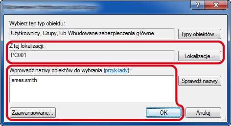 Przygotowanie przed rozpoczęciem użytkowania > Przygotowanie do wysłania dokumentu do folderu współdzielonego 5 Określ lokalizację.