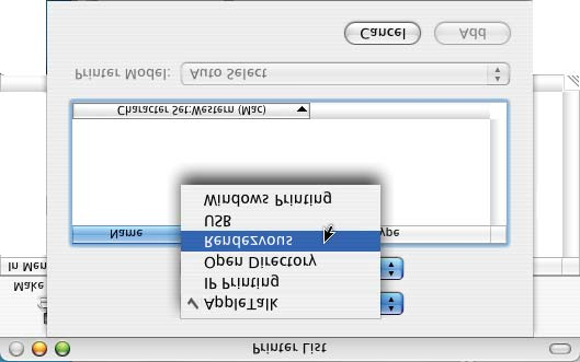 Instalowanie sterownika drukarki 9 Kliknij przycisk Add. 12 Wybierz opcję Brother HL-5250DN series i kliknij Add. Użytkownicy korzystający z systemu operacyjnego Mac OS X 10.2.4 do 10.