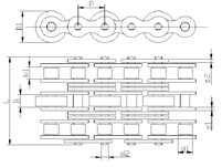 ŁŃCUCHY Z PODWÓJNYMI ROLKMI Oznaczenie p b1 d1 d2 L g S S 2 08BX2R 12,700 18,00 8,51 4,45 27,00 11,80 1,50 1,50 08BX3R 12,700 25,00 8,51 4,45 34,00 11,80