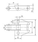 ŁŃCUCHY ROLNICZE C Z PRZYŁĄCZMI TYPU KM DO PODJNIKÓW LISTWOWYCH Łańcuch P b1 G F W h4 d4 K C550-K39M 41,400 19,81 29,50 50,80 71,40 12,70 9,80 Ø C550-K39MF3 41,400 19,81 29,50