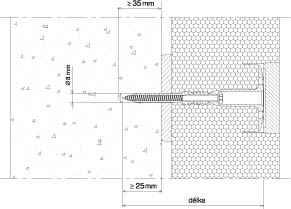 polietylen, śruba stal ocynkowana materiał izolacyjny: styropian wełna mineralna fasadowa wełna mineralna fasadowa, lamelowa zastosowanie: beton cegła pełna materiały szczelinowe beton komórkowy