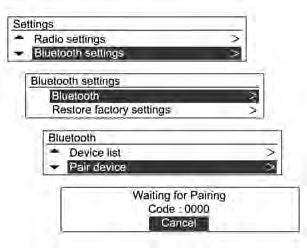 Podłączanie urządzeń Bluetooth Rejestrowanie urządzenia Bluetooth Aby podłączyć urządzenie Bluetooth do systemu audio-nawigacyjnego, należy je zarejestrować.