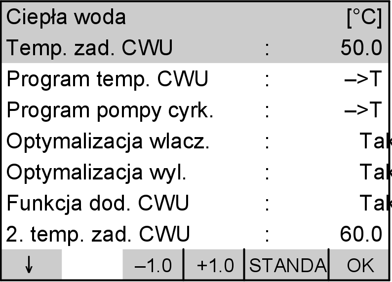 Nastawa ciepłej wody użytkowej Stała nastawa ciepłej wody użytkowej Jeśli ciepła wodaużytkowa ma być podgrzewana, należy przestrzegać poniższych punktów: 1.