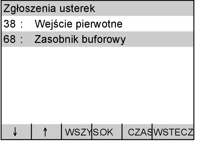 Możliwości odczytu Komunikaty o błędach (ciąg dalszy) 3. Nacisnąć przycisk OK wcelu potwierdzenia zaznaczonego zgłoszenia usterki lub 4.