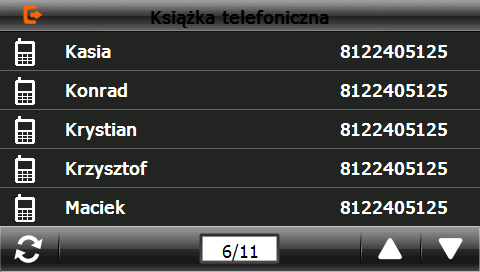 3.7.1 Książka adresowa Kliknij w przycisk, aby uruchomić książkę kontaktów a następnie kliknij w przycisk w celu zsynchronizowania listy kontaktów z telefonem komórkowym.