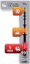 Korzystanie z informacji drogowych Pasek informacji drogowych jest wyświetlany po prawej stronie ekranu w widoku z perspektywy kierowcy.