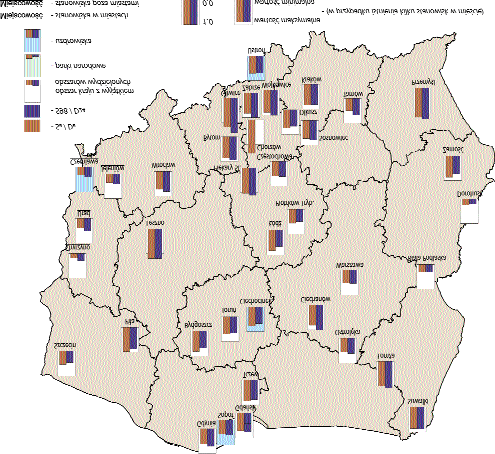 Ryc.42 Mapa zanieczyszczenia py³em PM10 - rok 2001 Stosunek œrednich rocznych stê eñ PM10 do