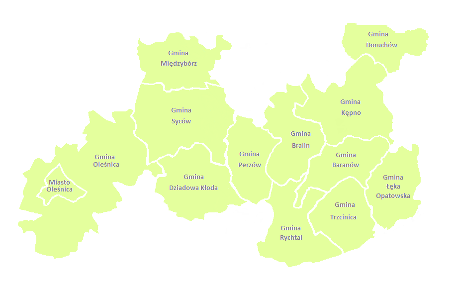 Projekt obejmuje swoim zasięgiem 13 jednostek samorządu terytorialnego, 8 na terenie województwa wielkopolskiego oraz 5 na terenie województwa dolnośląskiego.