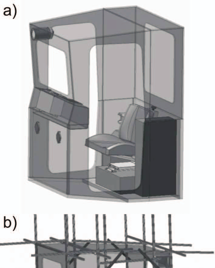 model makiety kabiny (rys. 1. b) poprzez obudowanie jej profilami o przekroju 20x20 mm (rys. 1. c).