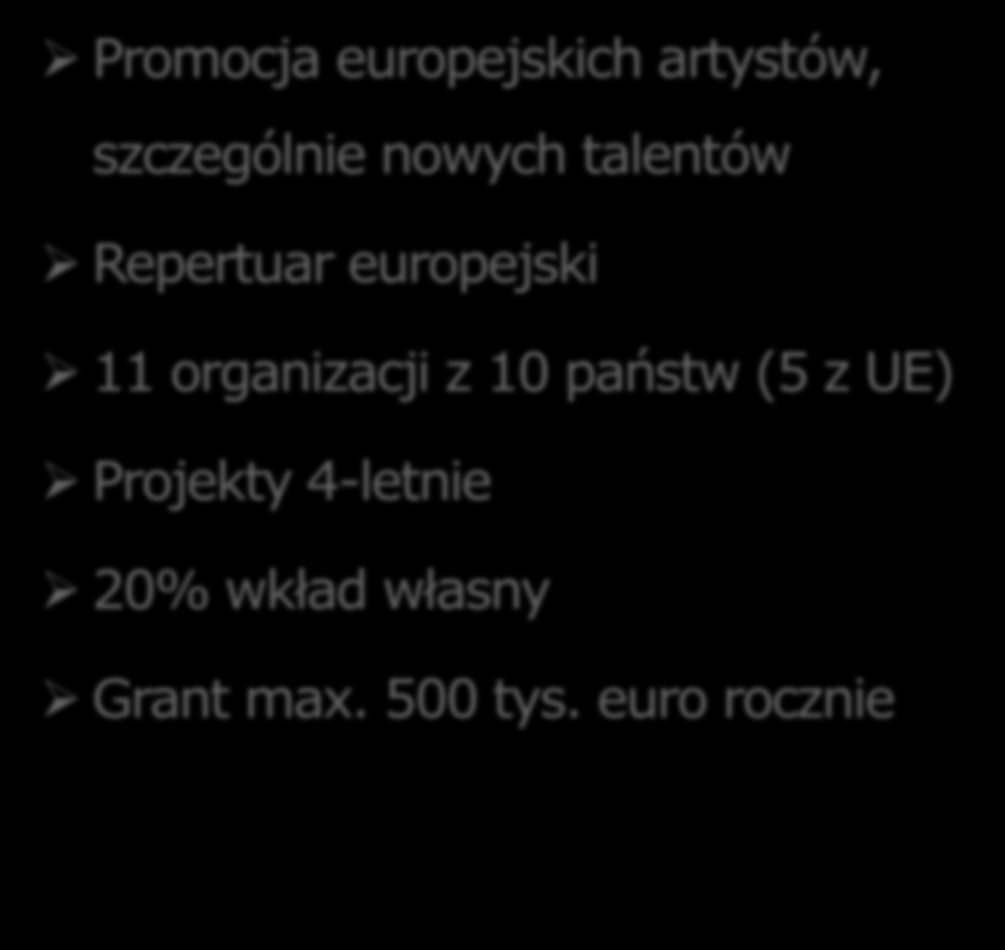 Promocja europejskich artystów, szczególnie nowych talentów