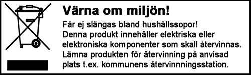 SVENSKA UNDERHÅLL Bryt nätspänningen innan kåpan öppnas. Sätt i den nya halogenlampan. Vidrör inte i halogenlampan med bara händer. Använd inte produkten om skyddsglaset är spräckt.