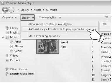 Odtwarzacz muzyczny Użytkowanie w systemach Windows, Apple Mac i Linux Odtwarzacz muzyczny (Music Player) pozwala odtwarzać pliki audio zapisane na komputerze w twojej sieci.