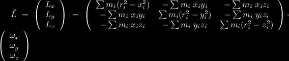 Wyrażenie na składowe możemy zapisać w postaci macierzowej: gdzie wprowadzoną macierz nazywamy tensorem momentu bezwładności i oznaczamy Składowe tensora momentu bezwładności