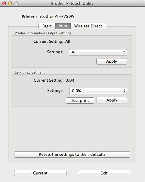 Brother P-touch Utility (system Macintosh) Karta Print (Drukowanie) 6 1 6 1 Printer Information Output Settings (Ustawienia drukowania danych drukarki) Umożliwia wybranie informacji, jakie mają być