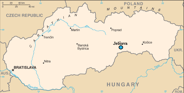 Rys. 6.. Miejsce powadzenia pomiaów w Republice Słowackiej (miejscowość Jelsǎva) 6.
