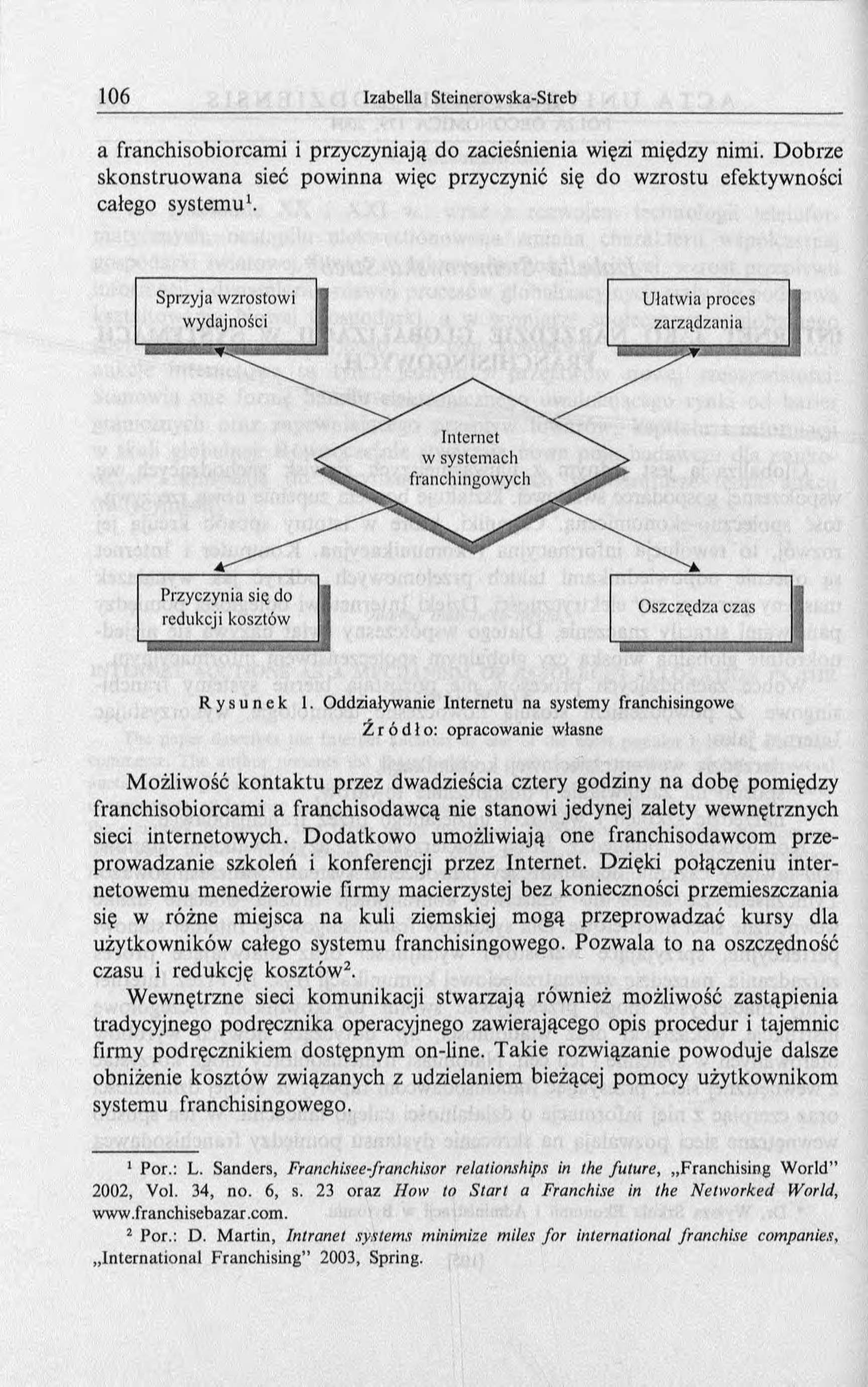 a franchisobiorcam i i przyczyniają do zacieśnienia więzi między nimi. Dobrze skonstruow ana sieć pow inna więc przyczynić się do w zrostu efektywności całego system u1. R y s u n e k 1.