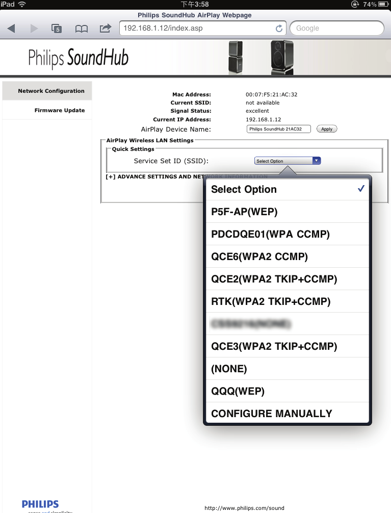 Network Configuration Polski 8 Wybierz nazwę SSID routera z listy