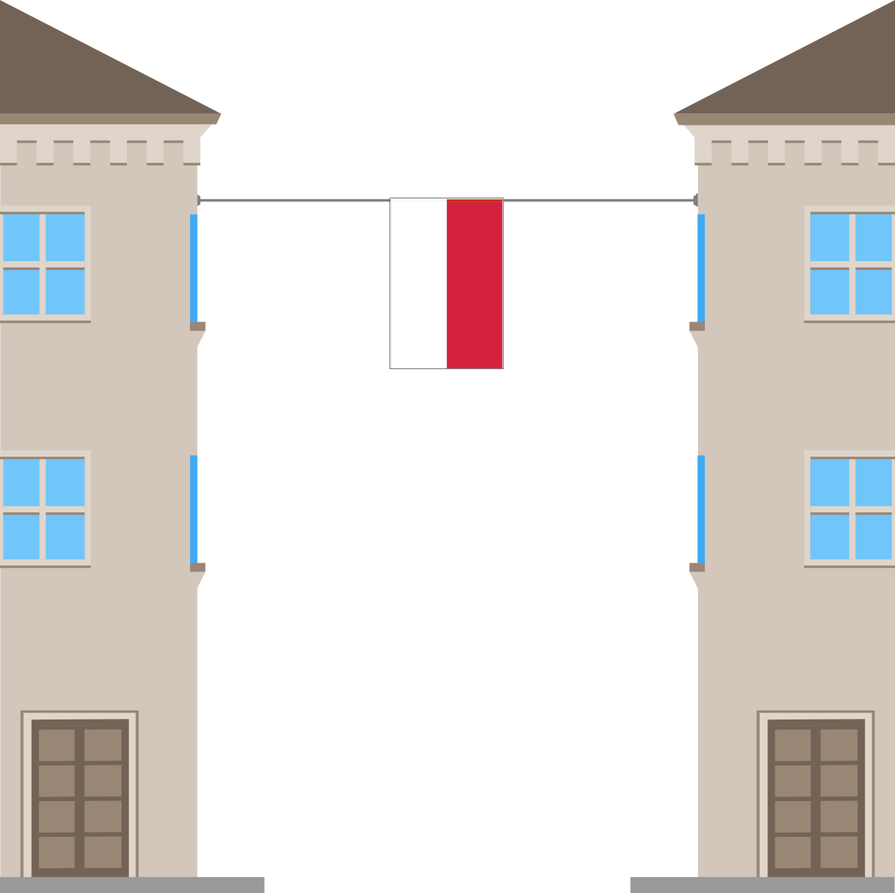 23 Zdarza się również, że flaga państwowa RP jest wywieszona pionowo na linie między domami.