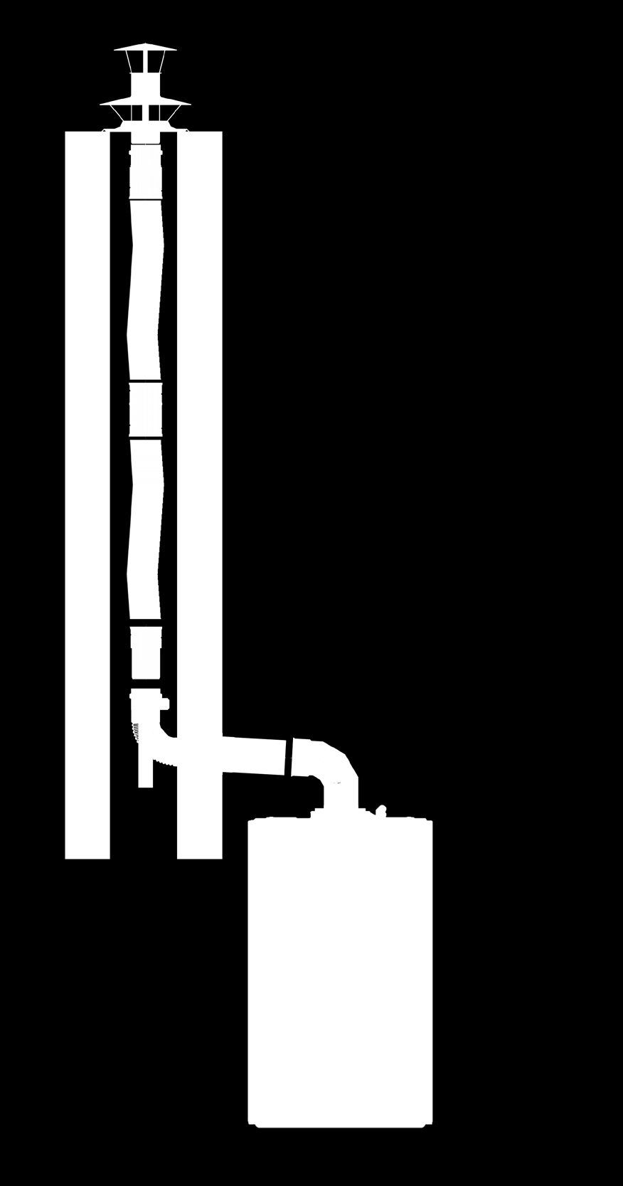 KOTŁY KONDENSACYJNE O MOCY DO 35 KW SPECJALNA RURA ELASTYCZNA Ø80 DO ZESTAWÓW ROZDZIELNYCH ORAZ KONCENTRYCZNYCH TYPU "S" 1 złączka górna złączka pośrednia złączka dolna Połączenie z zestawem
