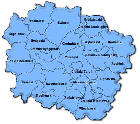 Siedzibą władz powiatu jest miasto Aleksandrów Kujawski.