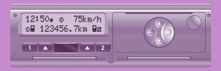 Dane pojazdu 90 CHRONOTACHOGRAF Jeżeli samochód jest w wyposażony, tachograf umożliwia przechowywanie w urządzeniu i na umieszczonej w nim karcie wszystkich informacji o pojeździe.