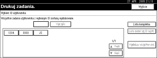 Korzystanie z funkcji zadania drukowania 10. [Wybierz wszystkie zad.] Wybiera wszystkie pliki zapisane w urzàdzeniu. 11. [Wyczyãæ wszystko] Czyãci wszystkie wybory. 12. [Drukuj] Drukuje wybrany plik.