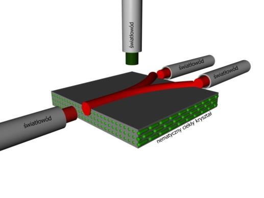 wiązek światła w falowodach ciekłokrystalicznych ciekłokrystaliczne układy przełączające i sterujące wiązką światła, układy