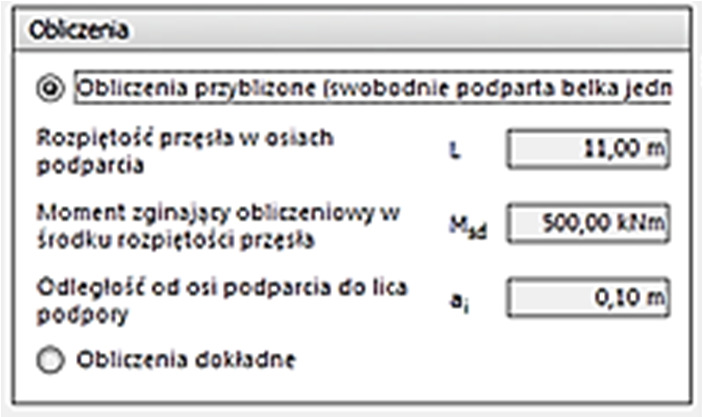 944 Projektowanie i obliczanie wzmocnień konstrukcyjnych Po dokonaniu wyboru, uruchamiany jest proces obliczeniowy.