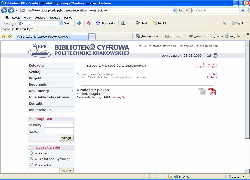 MoŜliwość dodawania linków odnoszących do katalogu biblioteki, stron Internetowych, Biblioteki Cyfrowej,