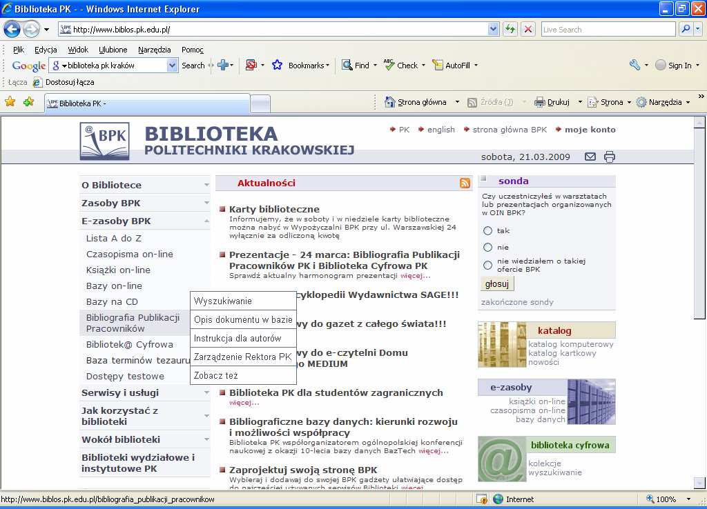 Opisy bibliograficzne tworzone są w systemie TINLIB.