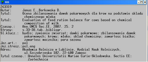 Po rozpoznaniu preferencji czytelników dostęp do bazy uzupełniono wersją CDS/ISIS dla Windows.