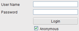 (Anonimowe). Figure 11-6 Interfejs logowania z polem wyboru Anonimowe 4. Zaznacz pole wyboru Anonymous (Anonimowe) i kliknij Login (Zaloguj się).