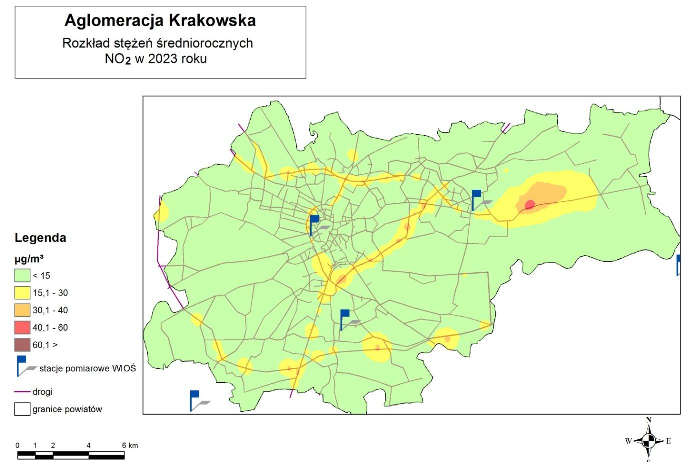 Program ochrony powietrza dla województwa małopolskiego Rysunek 4-29 Rozkład oczekiwanych stężeń średniorocznych benzo(a)pirenu w