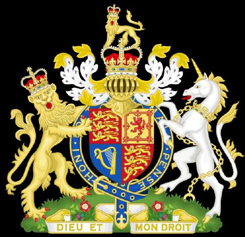 Królewski herb Wielkiej Brytanii noszony jest przez władców oraz posługuje się nim administracja i rząd, umieszczając go m.in. na monetach i publicznych budynkach.