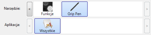 23 USTAWIENIA APLIKACJI Istnieje możliwość dostosowania narzędzi do pracy z określoną aplikacją. Można na przykład określić twardy nacisk końcówki pióra w jednej aplikacji, a miękki w innej aplikacji.