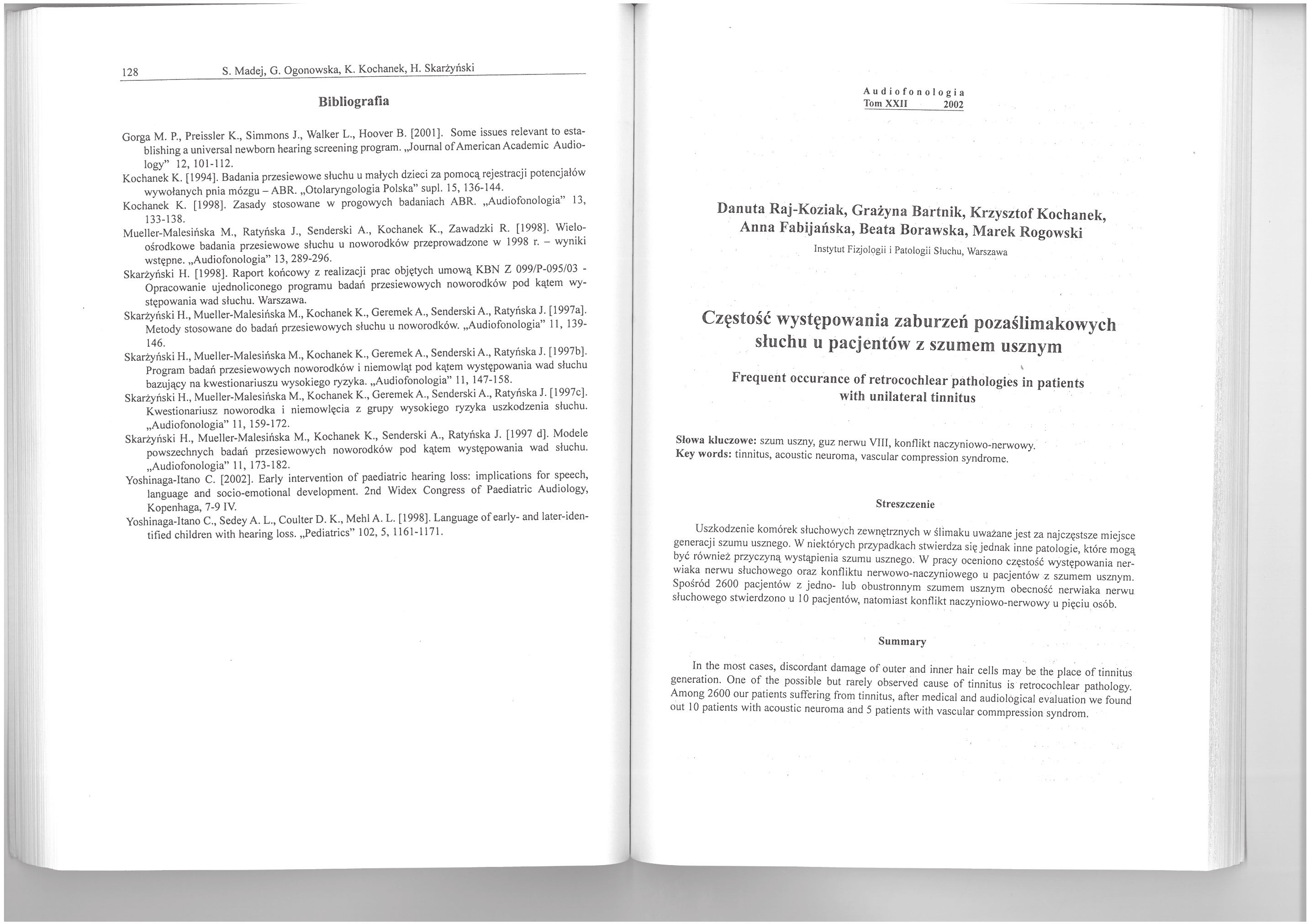 S. Madej, G. Ogonowska, K. Kochanek, H. 128 Bibliografia Gorga M. p" Preissler K., Simmons J. Walker L., Hoover B. [2001].