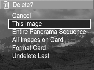 Delete (Usuwanie) W Playback Menu (Menu odtwarzanie) (strona 83), po wybraniu Delete (Usu ) pojawia si podmenu Delete.