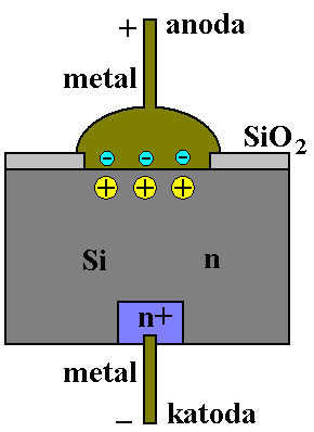 Złące metal-półprewodnik dioda Schottky ego Po etknięciu metalu i półprewodnika układ dąży do równowagi termodynamicnej popre pregrupowanie e-.