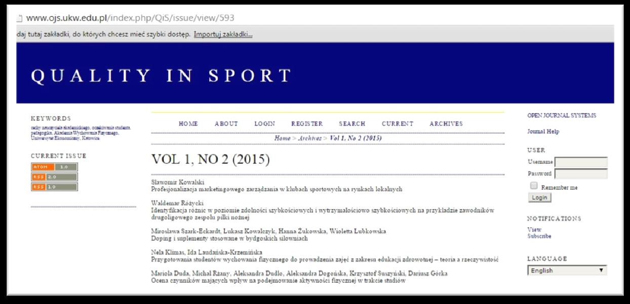 19309 Na kanwie konferencji uruchomione zostało czasopismo naukowe "Quality in Sport", którego wymagania redakcyjne są dostępne na stronie www.sport.